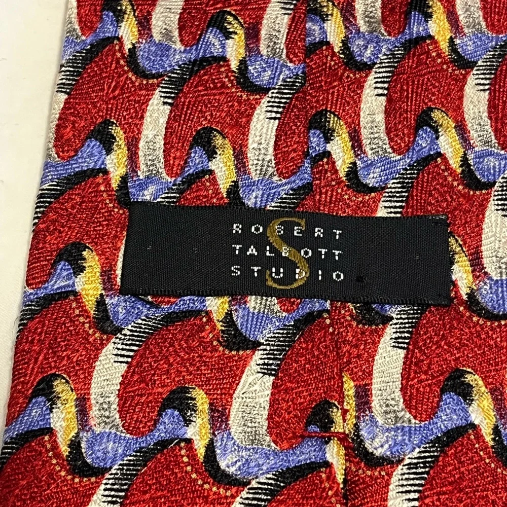 Robert Talbott Studio Preppy Classic Chic Print Necktie, Red + vibrant pattern.